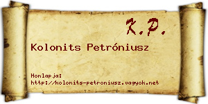 Kolonits Petróniusz névjegykártya