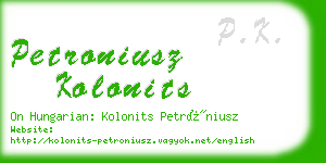 petroniusz kolonits business card